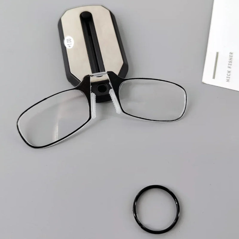 Óculos de leitura, óculos dobráveis sem pernas ultraleve com chaveiro, portátil para presbiopia + 1,0 a + 3,0